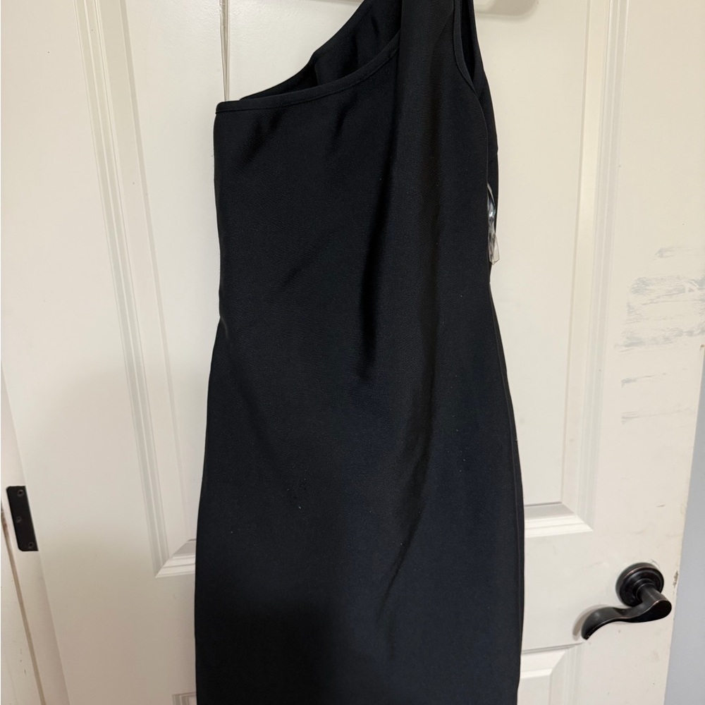 Fashion Nova Black One-Shoulder Dress with Gold Accents - Picture 2 of 3